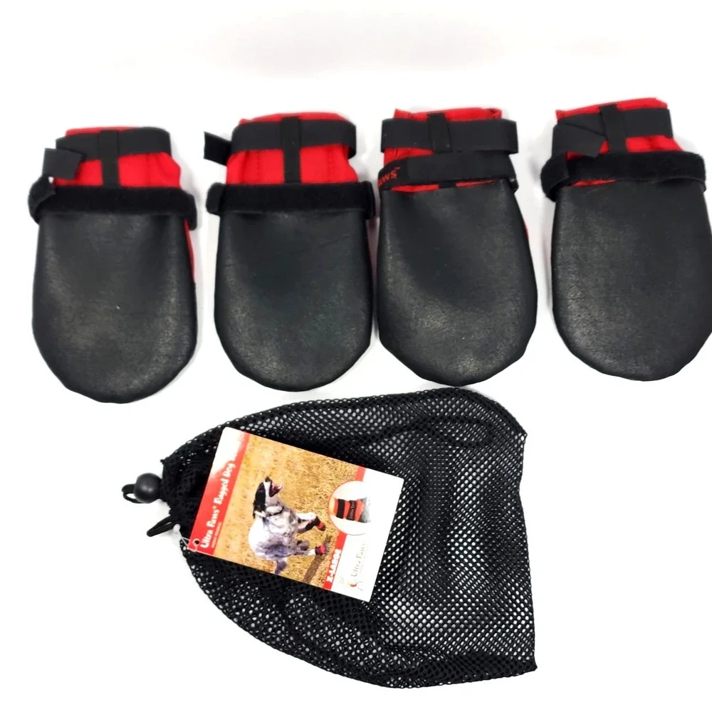 Ultra Paws Rugged Dog Boots Size X-Large Black & Red‎ Outdoor Protection